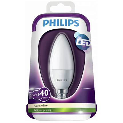 Afbeelding vergroten Philips LED lamp E14 Kaars mat 5,5W 470Lm