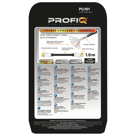 Afbeelding vergroten Profiq HDMI Kabel High Speed Ethernet 1m