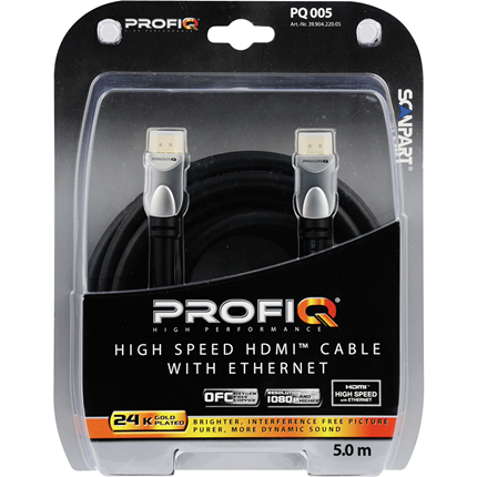 Afbeelding vergroten Profiq HDMI Kabel High Speed Ethernet 5m
