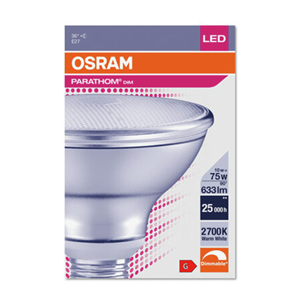 Afbeelding vergroten Osram ledlamp E27 10W 36° PAR30 dimbaar 4058075264304