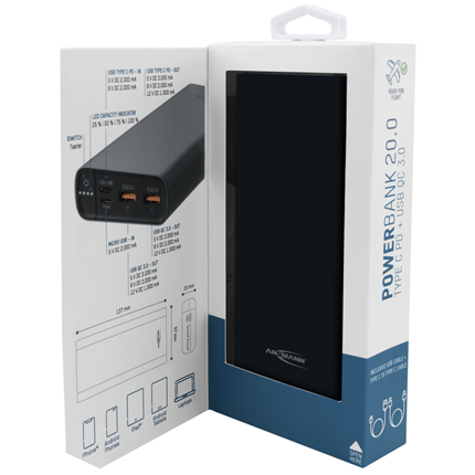 Afbeelding vergroten Ansmann Powerbankt 20000mAh