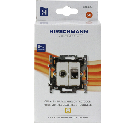 Afbeelding vergroten Hirschmann COAX- en Data Wandcontactdoos EDB02U