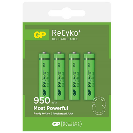 Afbeelding vergroten GP ReCyko+ AAA 950mAh 4 stuks Oplaadbare NiMH Batterij