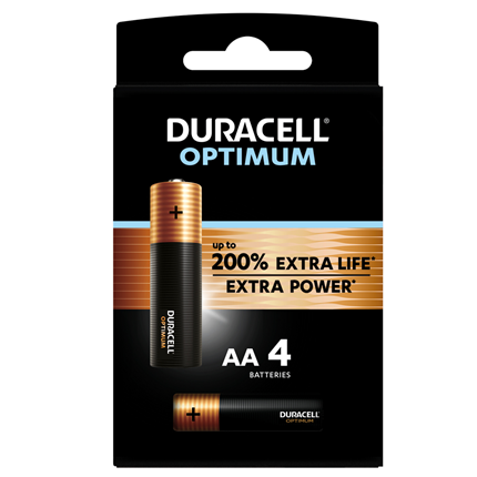 Afbeelding vergroten Duracell Alkaline Batterij Optimum AA 4 stuks