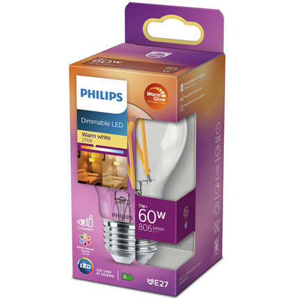 Afbeelding vergroten Philips LED Lamp E27 7W Peer Dimbaar