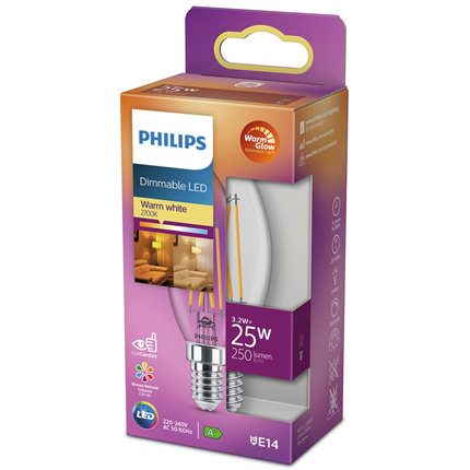 Afbeelding vergroten Philips LED Lamp E14 3,2W Kaars Dimbaar