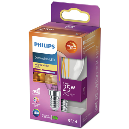 Afbeelding vergroten Philips LED Lamp E14 3,2W Kogel Dimbaar