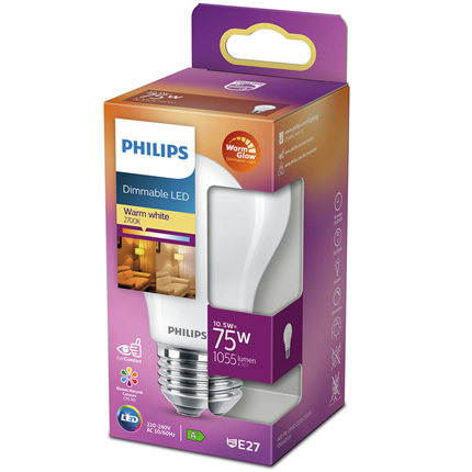 Afbeelding vergroten Philips LED Lamp E27 10,5W Peer Dimbaar