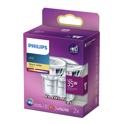 Afbeelding vergroten Philips LED Lamp GU10 3,5W 2 stuks