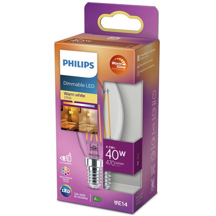 Afbeelding vergroten Philips LED Lamp E14 4,5W - Kaars dimbaar