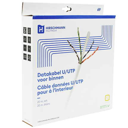 Afbeelding vergroten Hirschmann Cat 6 Dca U/UTP kabel 20m Zonder stekkers Wit