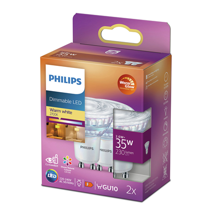 Afbeelding vergroten Philips LED Lamp GU10 4W dimbaar 2 stuks