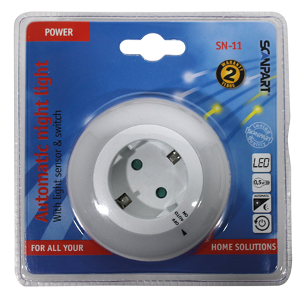 Afbeelding vergroten Scanpart LED nachtlamp + lichtsensor met aan-uit schakelaar