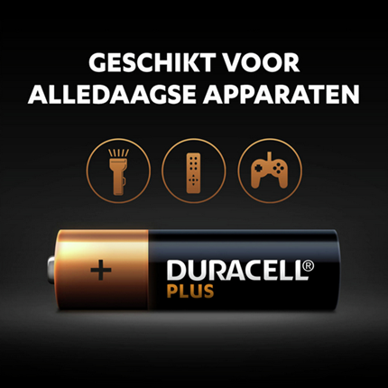 Afbeelding vergroten Duracell Plus 100% Alkaline AA 4 Stuks