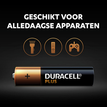 Afbeelding vergroten Duracell Alkaline Plus AAA 4 Stuks
