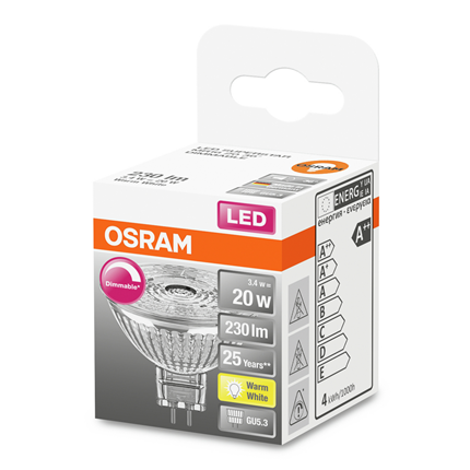Afbeelding vergroten Osram ledlamp GU5.3 3,4W 230Lm MR16 dimbaar