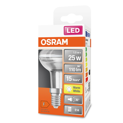 Afbeelding vergroten Osram ledlamp E14 1,5W 110Lm R50
