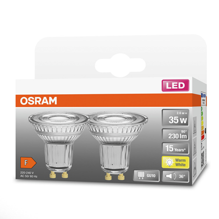 Afbeelding vergroten Osram ledlamp GU10 2,6W 230Lm PAR16
