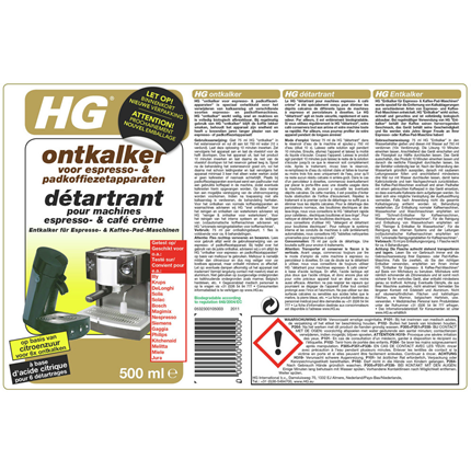 Afbeelding vergroten HG Ontkalker Voor Espresso- & Padkoffiezetapparaten