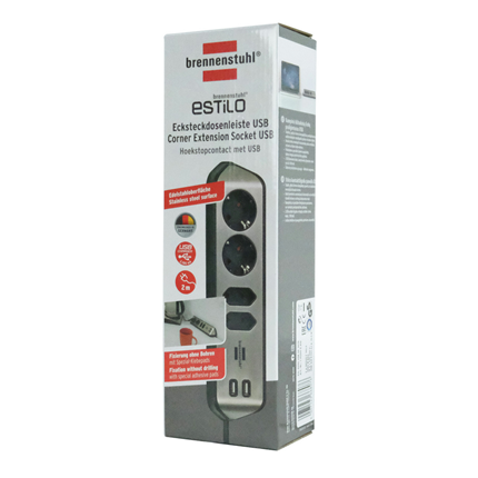 Afbeelding vergroten Brennenstuhl Hoek TCD 4-voudig +2x USB 2m Zwart
