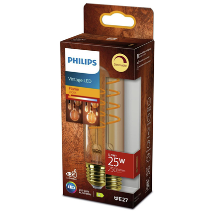 Afbeelding vergroten Philips Led Lamp E27 5,5 W 250 Lumen Vintage Buis Flame