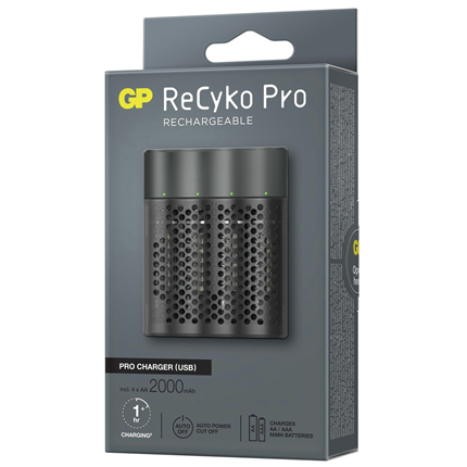 Afbeelding vergroten GP Recyko Pro Batterijlader USB P461 inc 4x AA 2000 mAh Pro