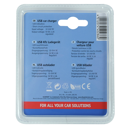 Afbeelding vergroten Scanpart Autolader 1xUSB