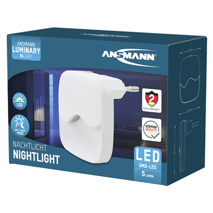 Afbeelding vergroten Ansmann Nachtlamp met schemer/bewegingssensor 220V