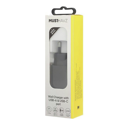 Afbeelding vergroten MustHavz USB Thuislader 20W + Power Delivery Zwart
