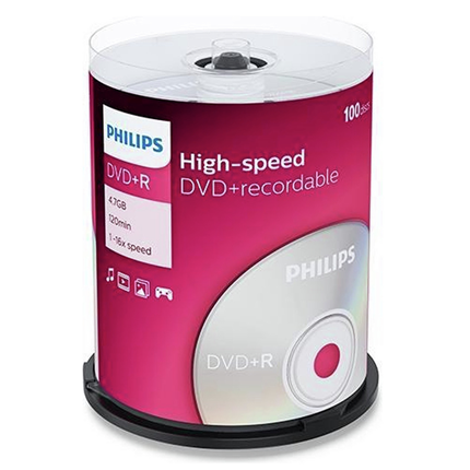 Afbeelding vergroten Philips Dvd+R 4,7Gb 16Xspeed Spindle 100 Stuks