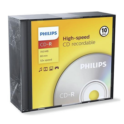 Afbeelding vergroten Philips Cd-R 700Mb 52Xspeed Slim Case 10 Stuks