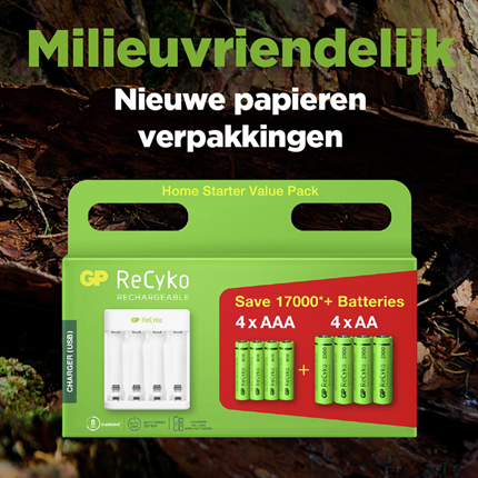 Afbeelding vergroten GP ReCyko Batterijlader + 4x AAA800 mAh + 4x AA 2100 mAh