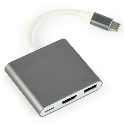 Afbeelding vergroten Cablexpert 3 in 1 Multipoort Adapter USB-C -> HDMI, USB-A, USB-C