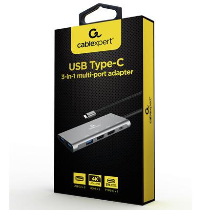 Afbeelding vergroten Cablexpert USB-C 3 in 1 Docking Station