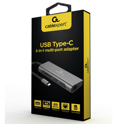 Afbeelding vergroten Cablexpert USB-C 5 in 1 Docking Station