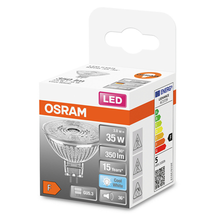 Afbeelding vergroten Osram ledlamp GU5,3 3,8W 350Lm MR16 4000K