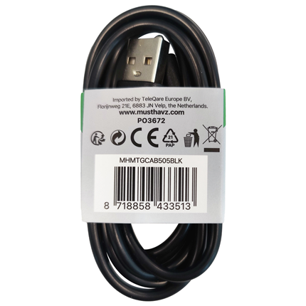 Afbeelding vergroten Musthavz laadkabel USB-A> Lightning 1 meter Zwart