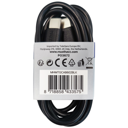 Afbeelding vergroten Musthavz laadkabel USB-C>USB-C 1 meter Zwart