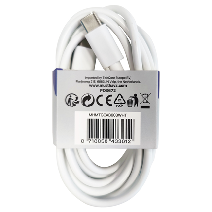 Afbeelding vergroten Musthavz laadkabel USB-C> USB-C 2 meter Wit