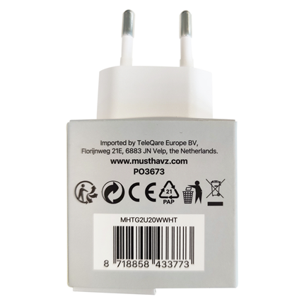 Afbeelding vergroten Musthavz thuislader USB-A+USB-C Wit