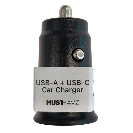 Afbeelding vergroten Musthavz autolader USB-A+USB-C Zwart