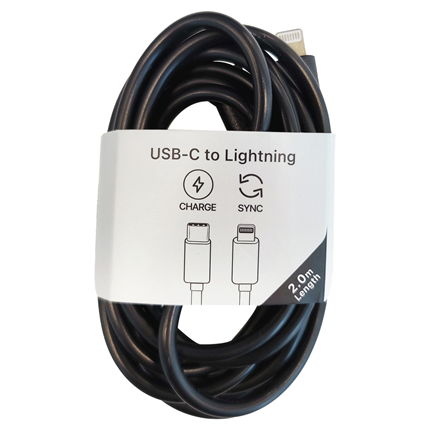 Afbeelding vergroten Musthavz laadkabels USB-C> Lightning 2 meter Zwart