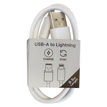 Afbeelding vergroten Musthavz laadkabel USB-A> Lightning 0.5 meter Wit