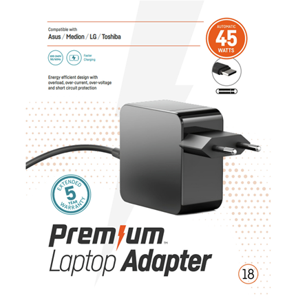 Afbeelding vergroten PREMIUM Laptop voeding USB-C 48W geschikt voor Asus/Medion/LG/Toshiba