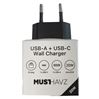 Musthavz thuislader USB-A+USB-C Zwart
