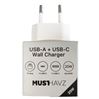 Musthavz thuislader USB-A+USB-C Wit