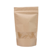 Lamizip Kraft Paper Stand Up Pouches with window 3.74 inch x 5.91 inch Brown