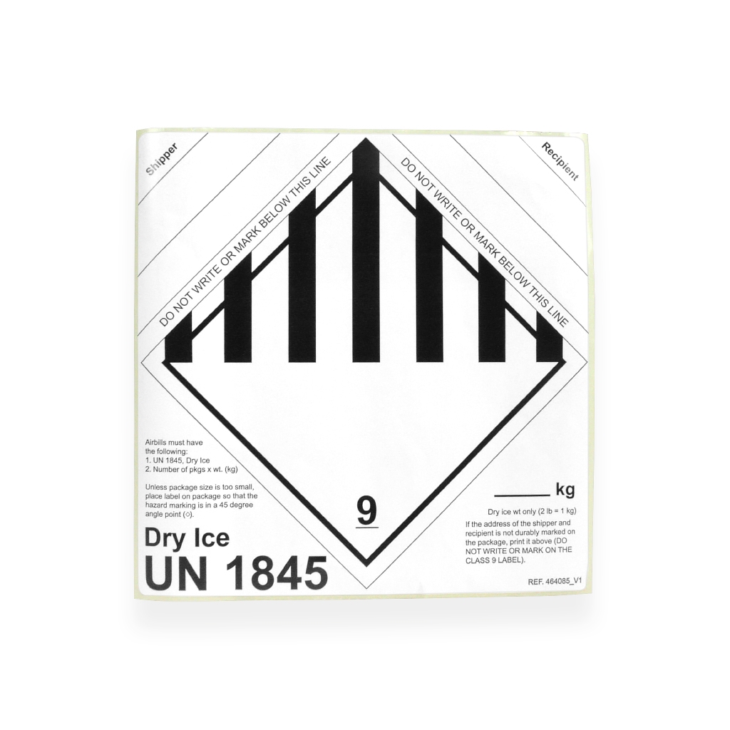 Label droog ijs UN1845 (Internationaal) 160 mm x 162 mm Wit