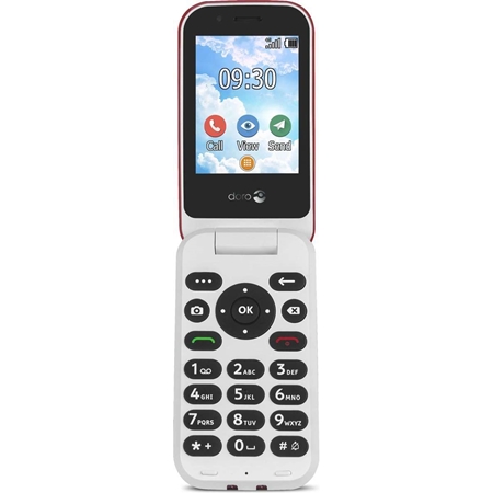 Doro 7030 4G senioren mobiele telefoon rood-wit aanbieding