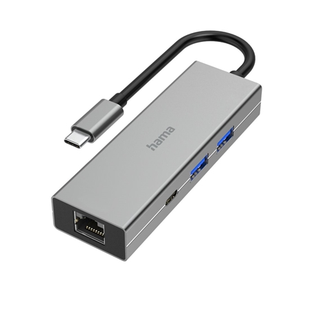 Hama USB-C-multiport-adapter, 4-poorts, 2x USB-A, USB-C, LAN/ethernet